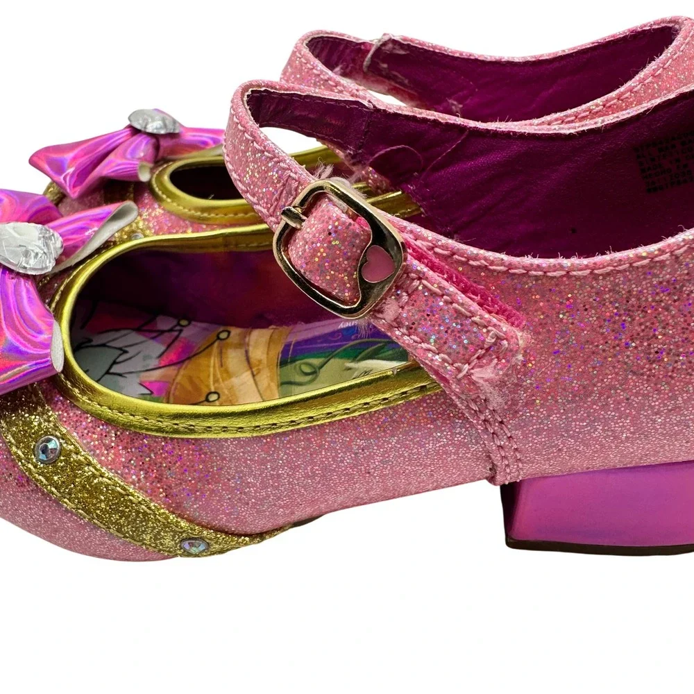 Disney Princess Pink Glitter Mary Jane Dress Up Heels Shoes Girls Gold Size 11